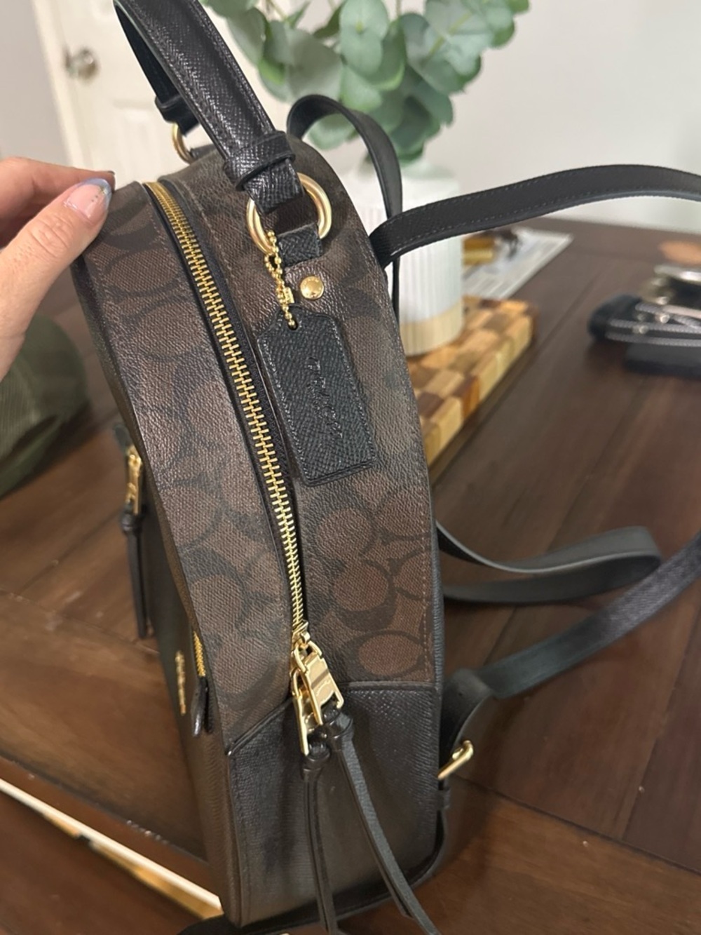Coach Black Pebbled Leather Mini Backpack with Gold Hardware - Picture 3 of 4